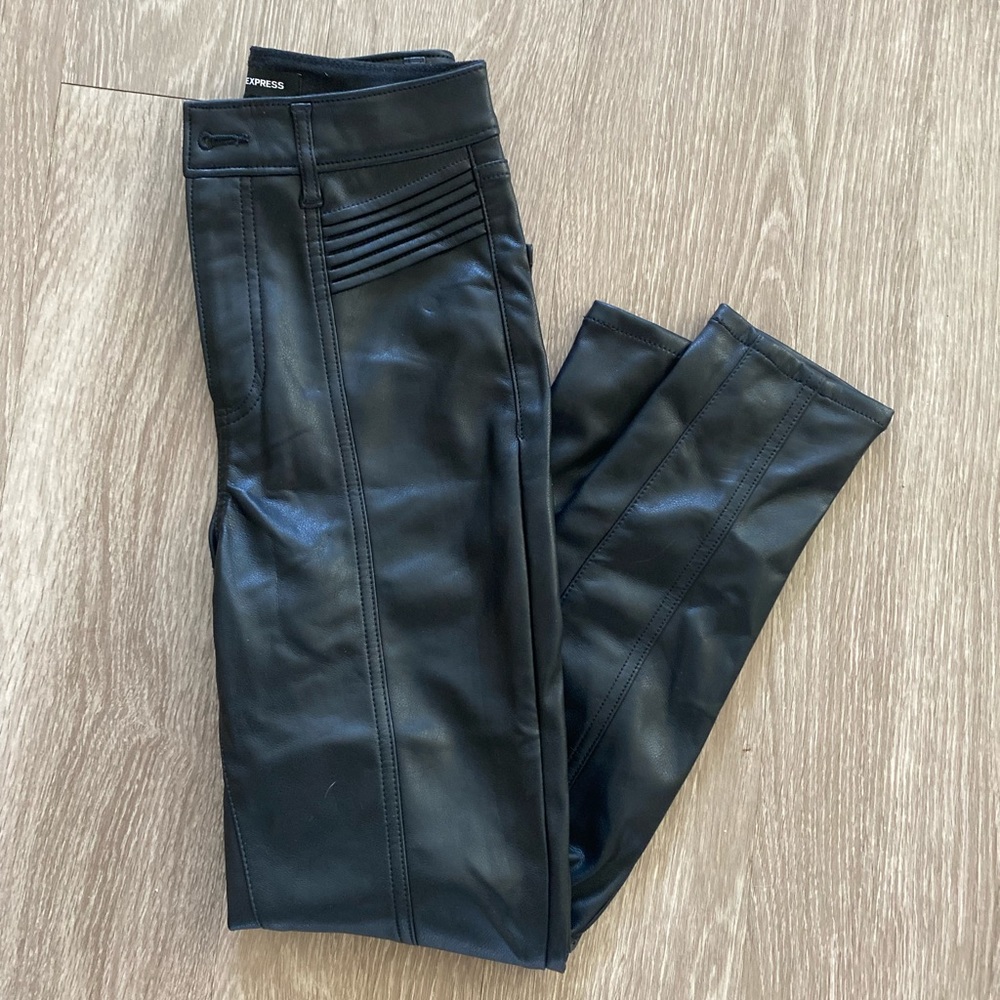 Moto Faux Leather Black Pants
